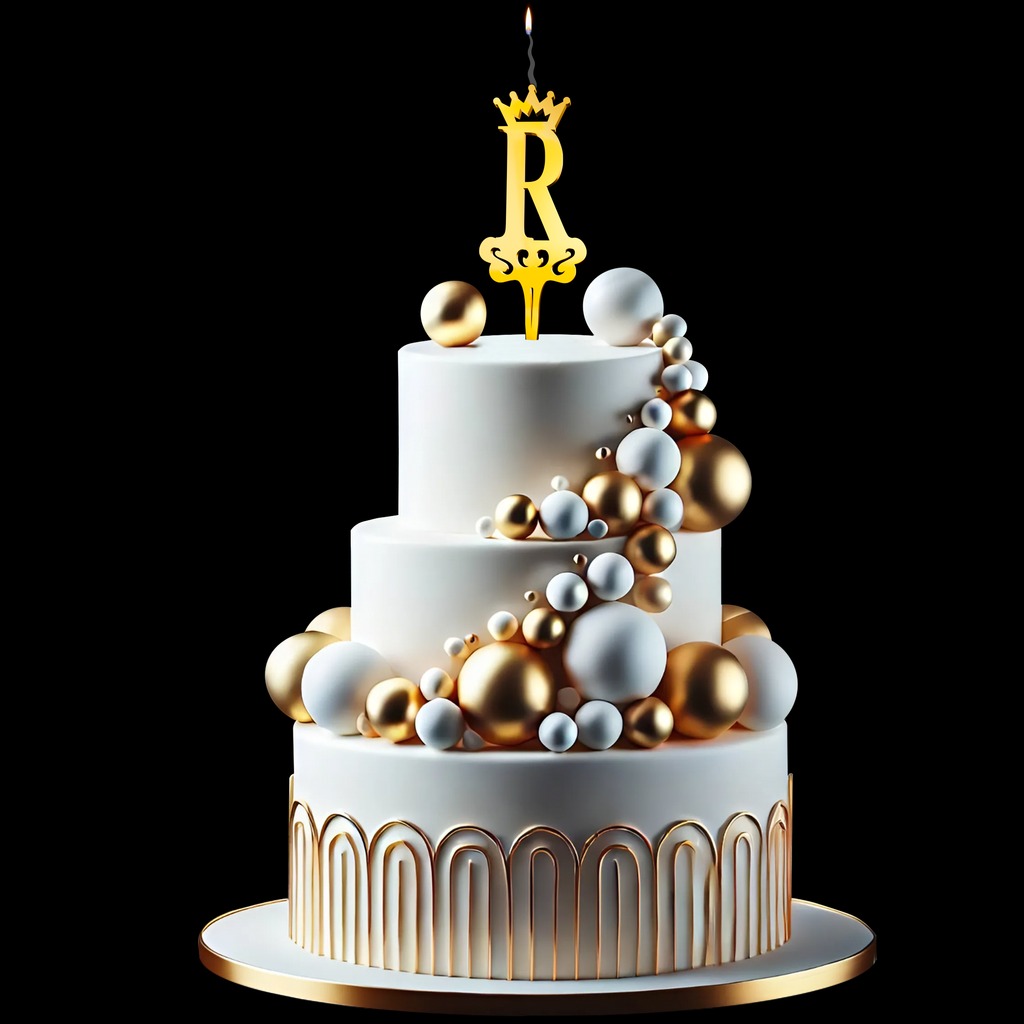 LETTER 'R' Food-Safe Gold Cake Topper Candle – Elegant and Reusable Decoration for Birthdays, Astrology-Themed Parties, and Celebrations