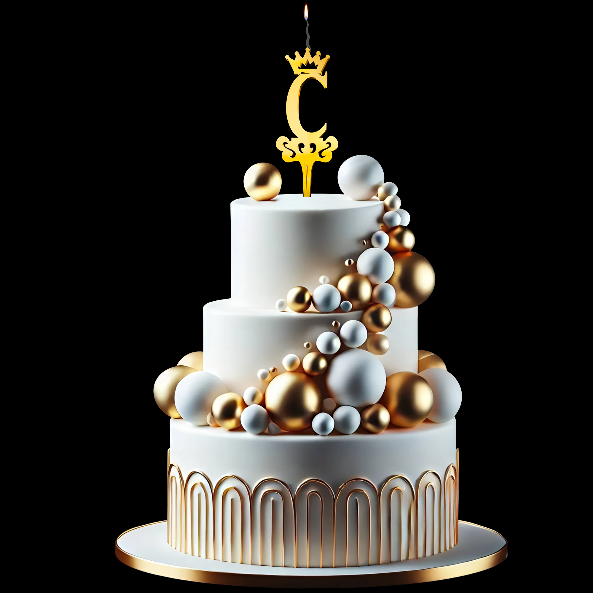 Cake Topper Iniziale C Oro Floreale Con Corona – Personalizzabile Per Torte Di Matrimonio, Compleanno, Laurea, 15 Cm